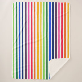 虹と白ストライプ色 シェルパブランケット