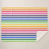 虹と白ストライプ色 シェルパブランケット (正面(横))