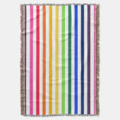 虹と白ストライプ色 スローブランケット (正面縦)
