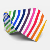 虹と白ストライプ色 ネクタイ (ロール)