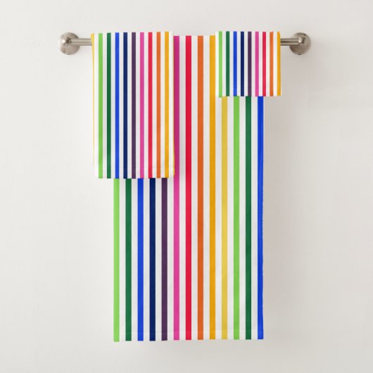 虹と白ストライプ色 バスタオルセット (インサイチュ)