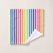 虹と白ストライプ色 バスタオルセット (ウォッシュタオル)