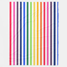 虹と白ストライプ色 フリースブランケット