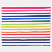 虹と白ストライプ色 フリースブランケット (正面(横))