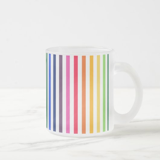 虹と白ストライプ色 フロストグラスマグカップ (右)