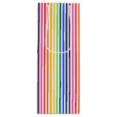 虹と白ストライプ色 ワインギフトバッグ (正面)