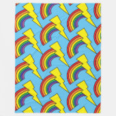 虹と稲妻ボルト付きブルーブランケット フリースブランケット (正面)