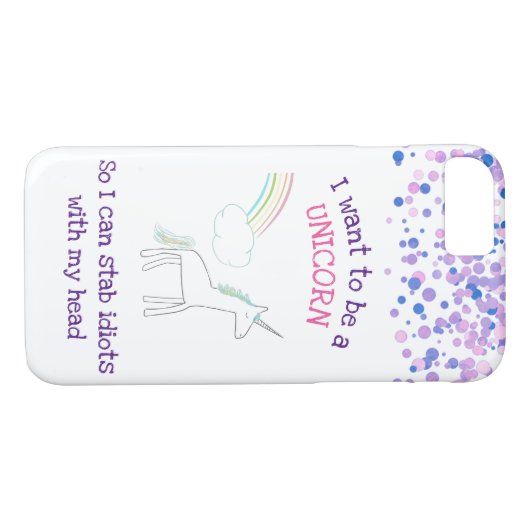 虹と紙吹雪で輝くユニコーンおもしろい Case-Mate iPhoneケース (裏面(横))