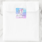 虹と美しい一角獣の手作り スクエアシール (バッグ)