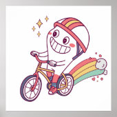 虹と自転車の陽気な漫画のキャラクター ポスター (正面)