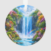 虹と色とりどりの花の魔法の滝 オーナメント (裏面)