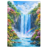 虹と色とりどりの花の魔法の滝 クリップボード (裏面)