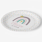 虹と花の誕生日パーティープレート ペーパープレート (アングル)