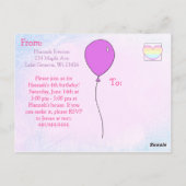 虹と蝶のユニコーンの女の子の誕生日パーティー招待状 ポストカード (裏面)