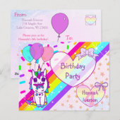 虹と蝶のユニコーン、スプリンクル付き ポストカード (正面/裏面)