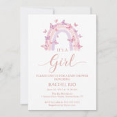 虹と蝶の赤ちゃんシャワーの招待状 招待状 (正面)