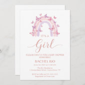 虹と蝶の赤ちゃんシャワーの招待状 招待状 (正面/裏面)