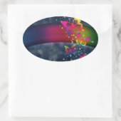 虹と蝶 楕円形シール (バッグ)