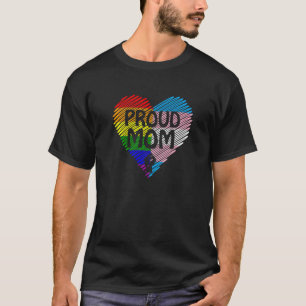 虹と誇りを持ったトランスジェンダーのフラグHを持つママLgbt Tシャツ