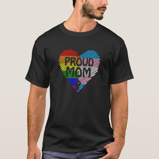 虹と誇りを持ったトランスジェンダーのフラグHを持つママLgbt Tシャツ (正面)