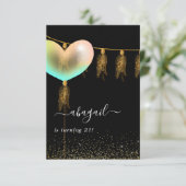 虹と金ゴールドと黒の誕生日パーティインビタティ 招待状 (スタンド正面)