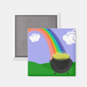 虹と金ゴールド磁石のポット マグネット (正面/裏面)