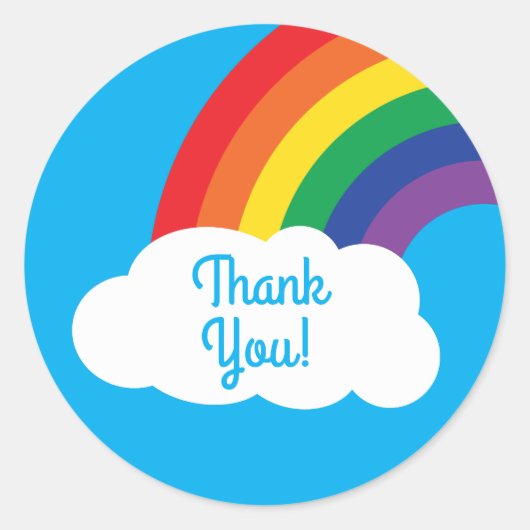 虹と雲かわいい第1の誕生日パーティー ラウンドシール (正面)