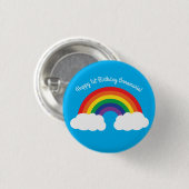 虹と雲かわいい第1の誕生日パーティー 缶バッジ (正面&裏面)