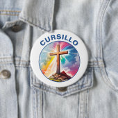 虹と雲のあるクルスィージョの木の十字架 缶バッジ (インサイチュ)