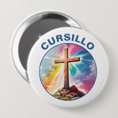 虹と雲のあるクルスィージョの木の十字架 缶バッジ (正面&裏面)