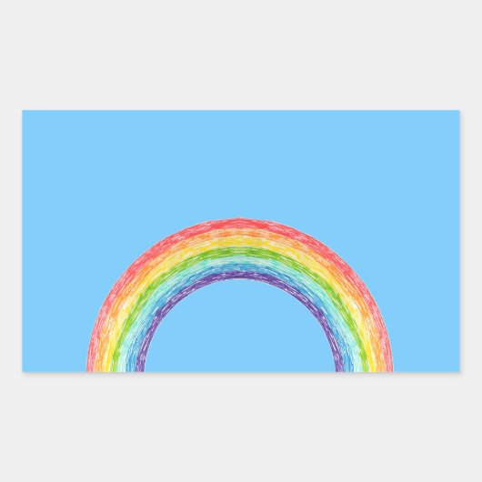 虹と青の空 長方形シール (正面)