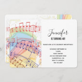 虹と音符のパーティー 招待状 (正面/裏面)