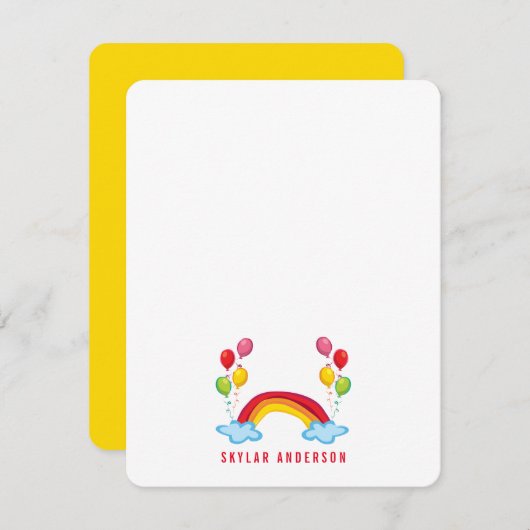 虹と風船の誕生日お礼カード ノートカード (正面/裏面)
