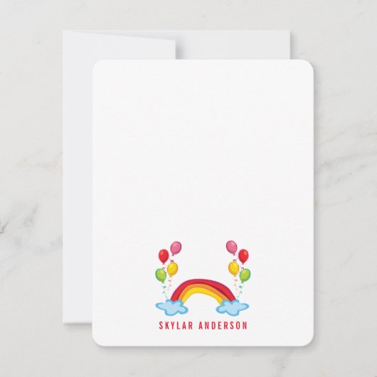 虹と風船の誕生日お礼カード ノートカード (正面)