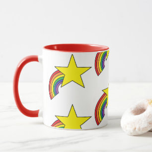 虹と黄色の星を持つコーヒーマグ マグカップ