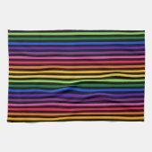 虹と黒のストライプ キッチンタオル (横)