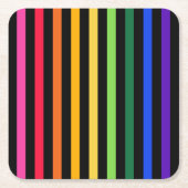 虹と黒のストライプ スクエアペーパーコースター (正面)