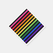 虹と黒のストライプ スタンダードカクテルナプキン (角)