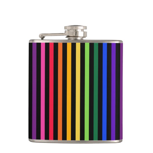 虹と黒のストライプ フラスク (正面)