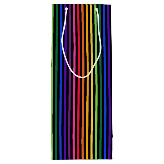 虹と黒のストライプ ワインギフトバッグ (裏面)