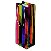 虹と黒のストライプ ワインギフトバッグ (正面アングル)