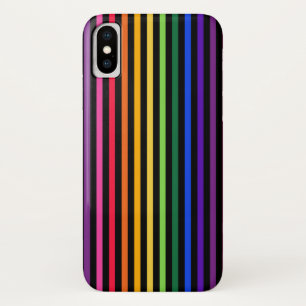 虹と黒のストライプ iPhone X ケース