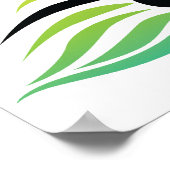 虹と黒の孔雀とさくらんぼの花 ポスター (角)