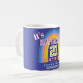 虹と21歳の誕生日 青 コーヒーマグカップ (正面左)