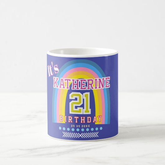 虹と21歳の誕生日 青 コーヒーマグカップ (中央)