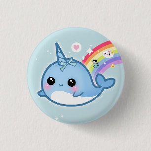 虹とnarwhalかわいいかわいいのベビー 缶バッジ