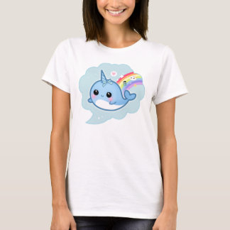 虹とnarwhalかわいいかわいいのベビー tシャツ