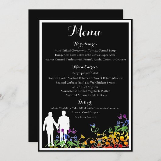 虹によっては陽気な結婚式夕食メニューが活気づきます メニュー (正面/裏面)