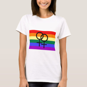 虹によって着色されるレズビアンのプライドの旗 Tシャツ
