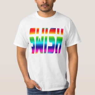 虹によって着色される手紙が付いている棒 Tシャツ